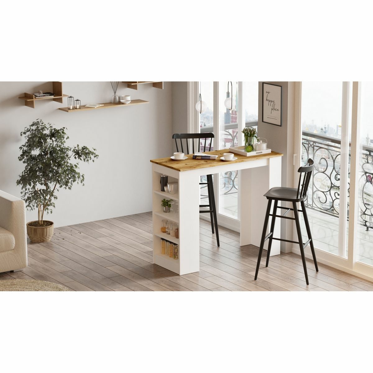 Barový stôl Lux White and Atlantic Pine – Obrázok 3