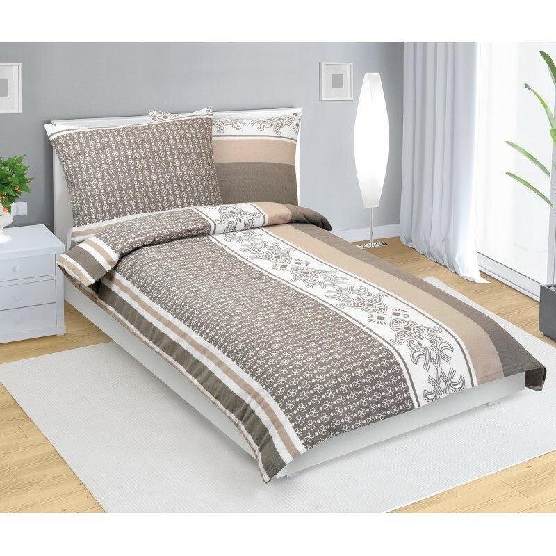 Bellatex Bavlnené obliečky Ornament kávová, 140 x 220 cm, 70 x 90 cm, 140 x 220 cm, 70 x 90 cm