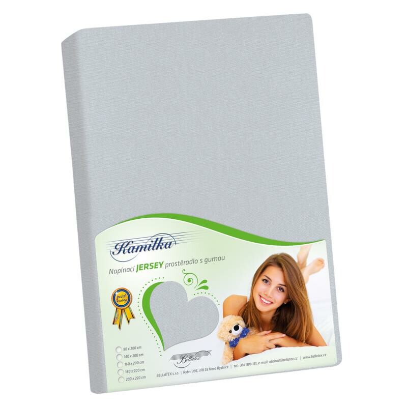 Bellatex Jersey prestieradlo Kamilka stredne sivá, 90 x 200 cm