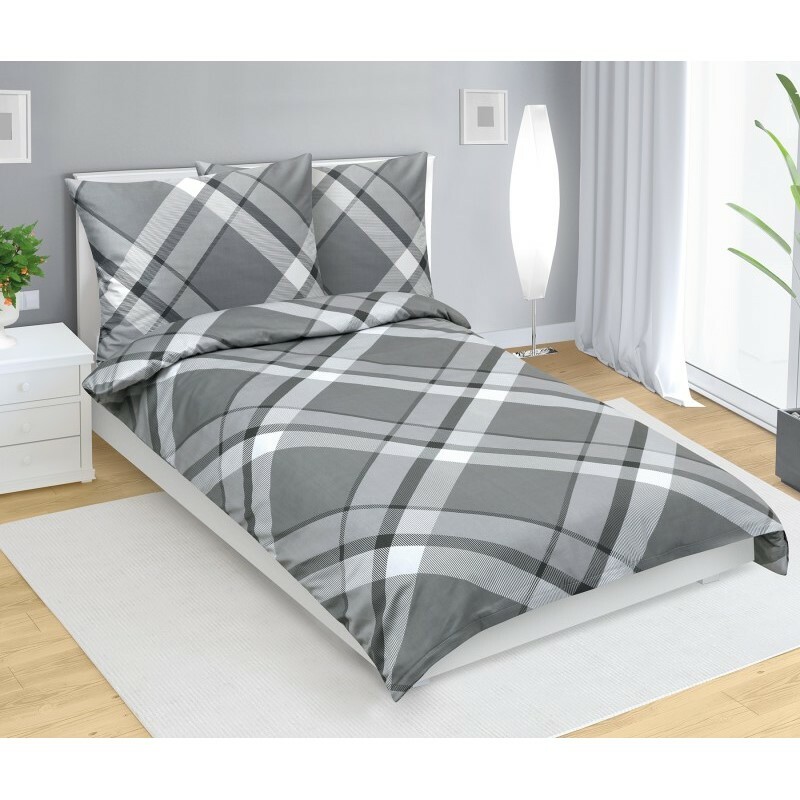 Bellatex Saténové povlečení Káro šedá , 140 x 200cm, 70 x 90 cm, 140 x 200 cm, 70 x 90 cm