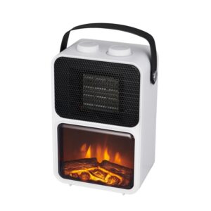 Elektrický krb – imitácia plameňa – biely, 13,5 x 21 x 36 cm, 600/1200W