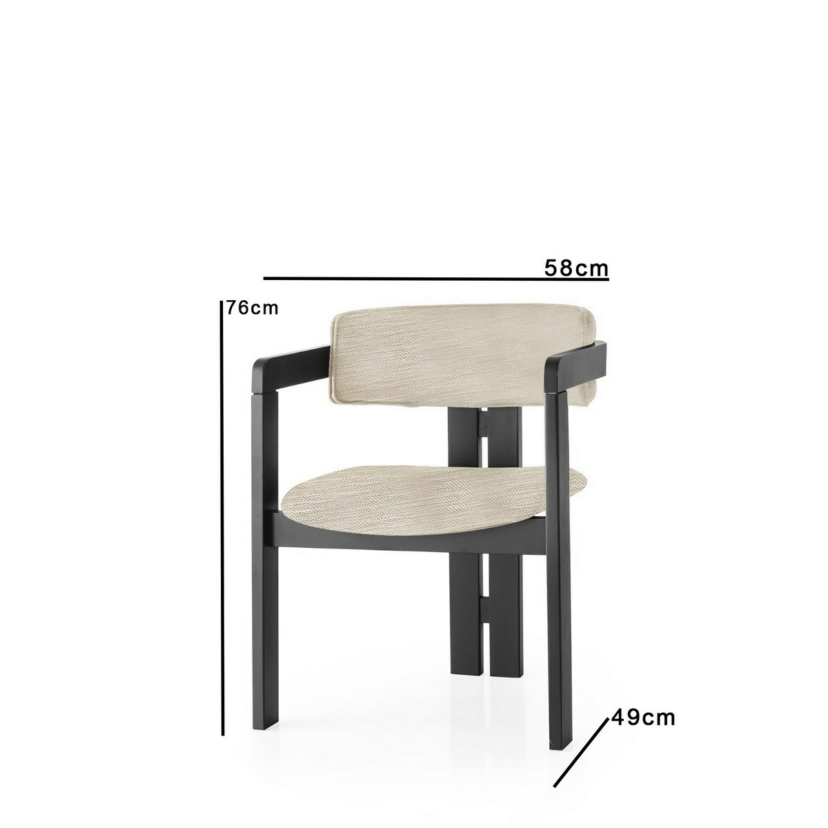 Jedálenská stolička C Light Grey and Black – Obrázok 2