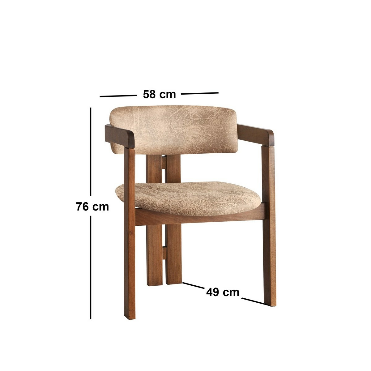 Jedálenská stolička CO Beige and Walnut – Obrázok 3