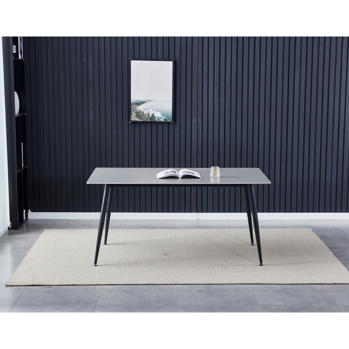 Jedálenský stôl 160 x 90 cm, šedý mramor, L – Obrázok 3