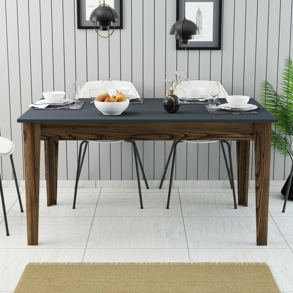 Jedálenský stôl Milan Walnut and Anthracite – Obrázok 3