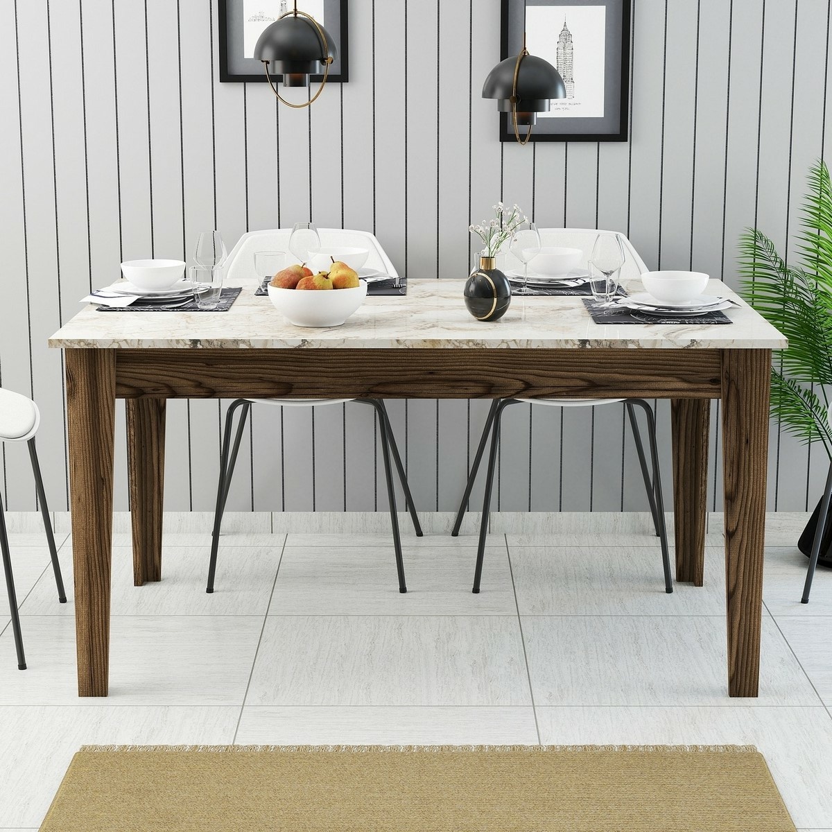 Jedálenský stôl Milan Walnut and White – Obrázok 3