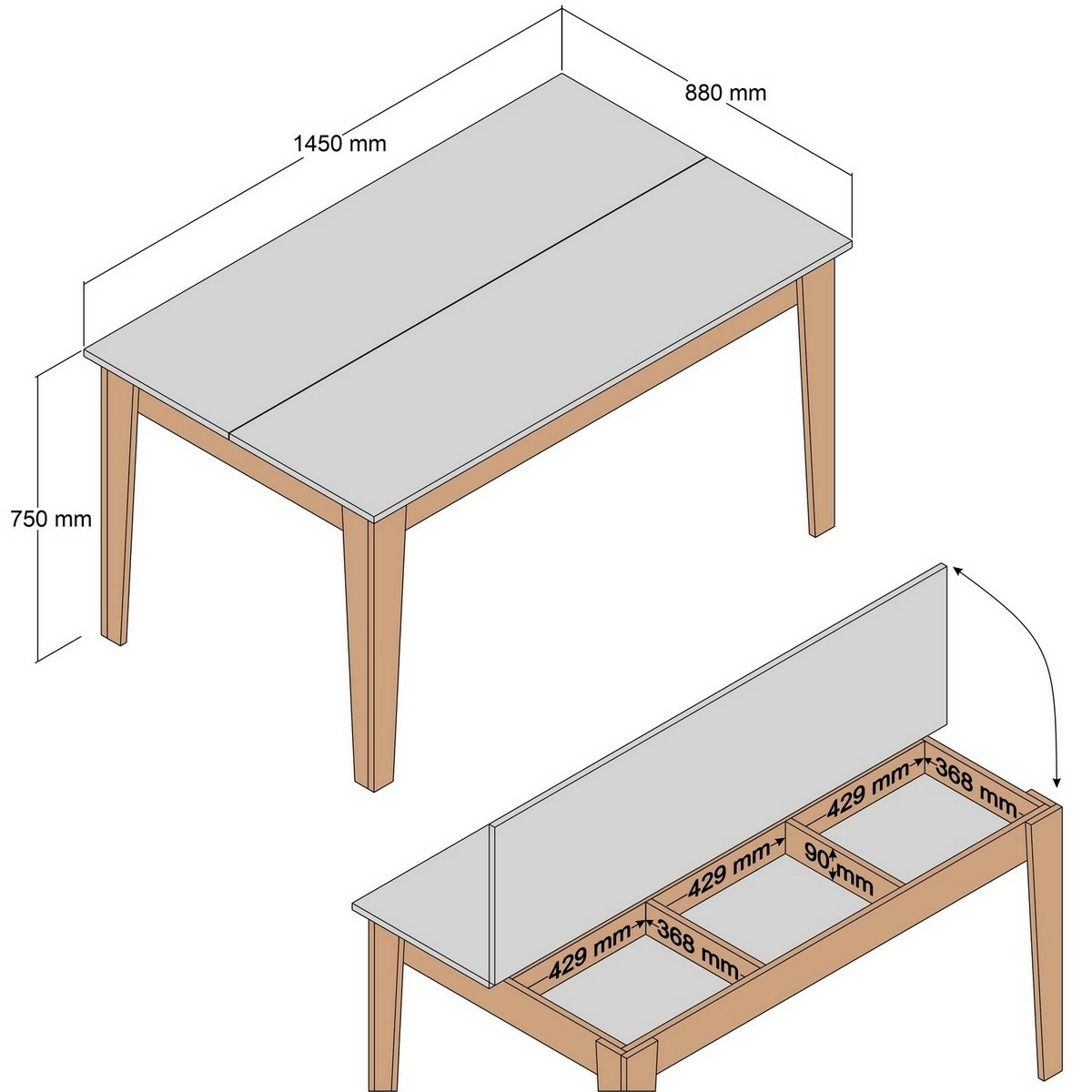 Jedálenský stôl Milan White and Walnut – Obrázok 5