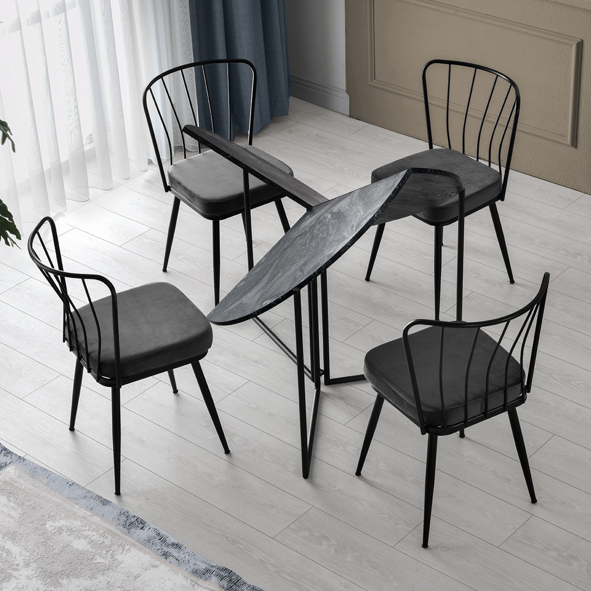 Jedálenský stôl Yaprak Anthracite – Obrázok 3