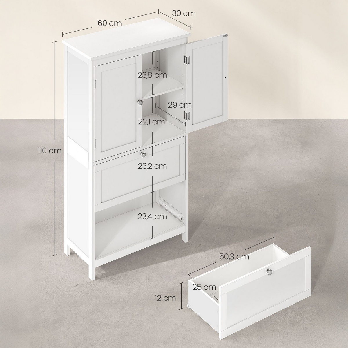 Komoda E1055 WT, 60 cm – Obrázok 4