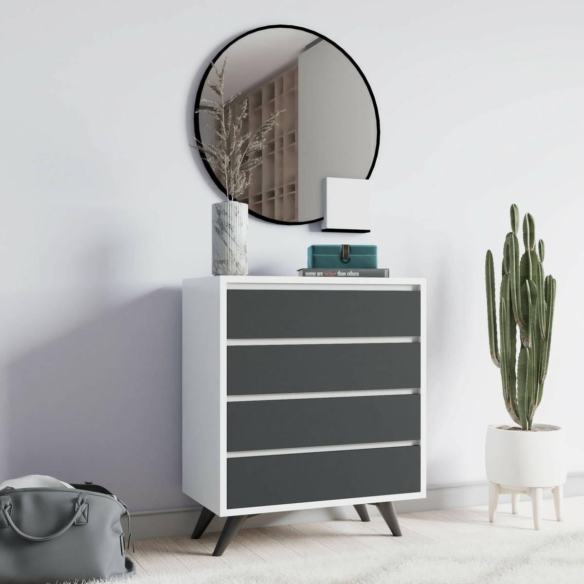 Komoda Suvera White and Anthracite – Obrázok 3
