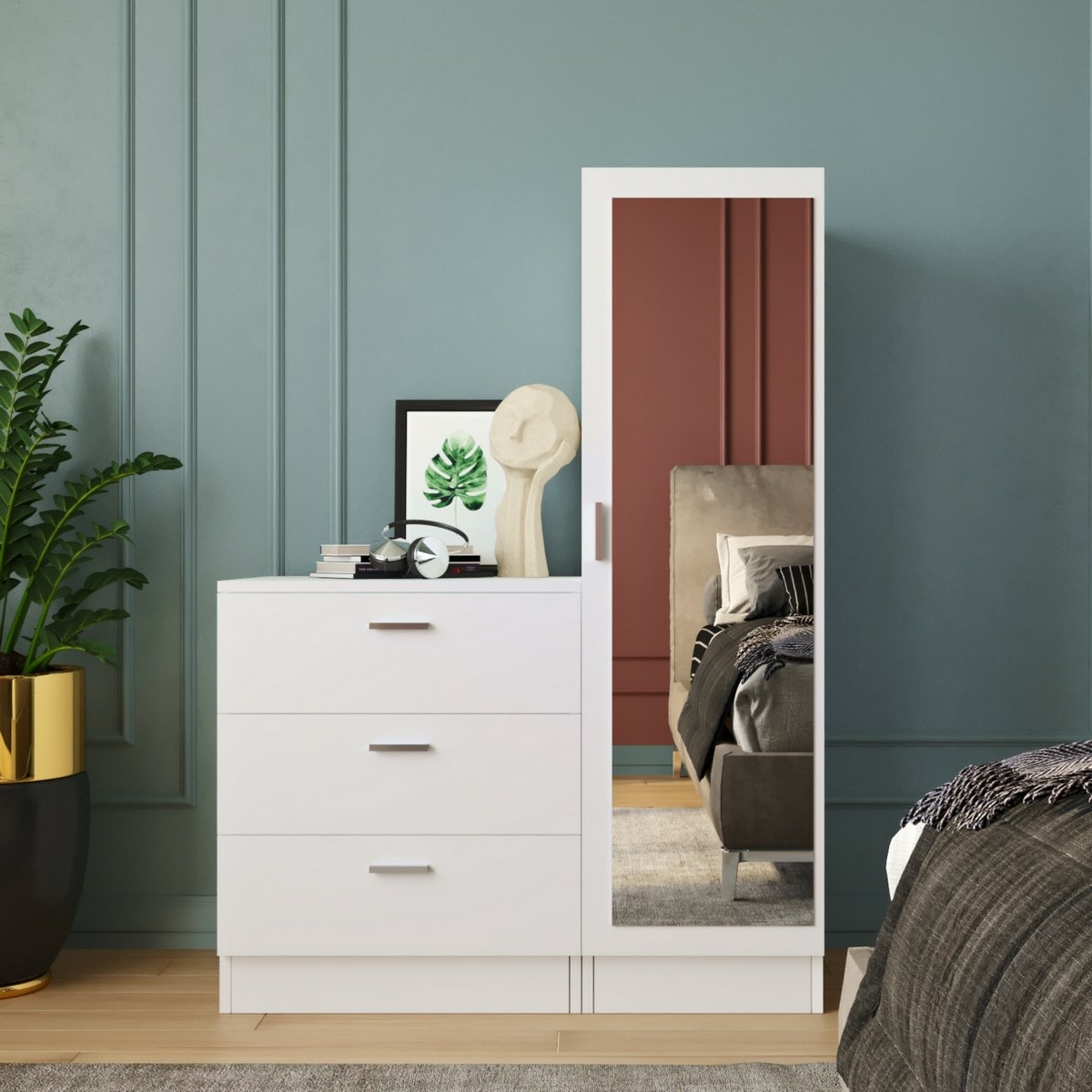 Komoda so zrkadlom Coco White – Obrázok 3