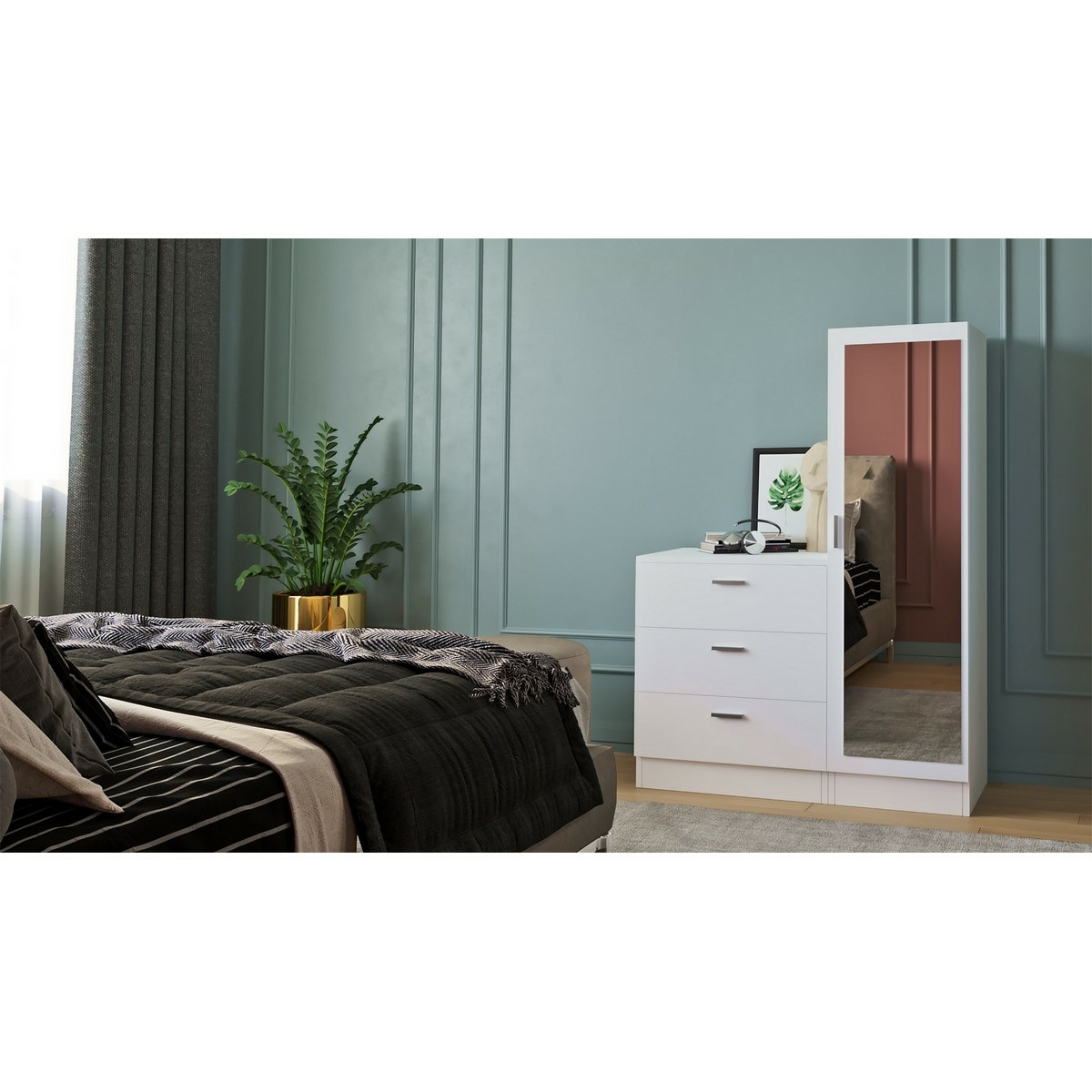 Komoda so zrkadlom Coco White – Obrázok 4