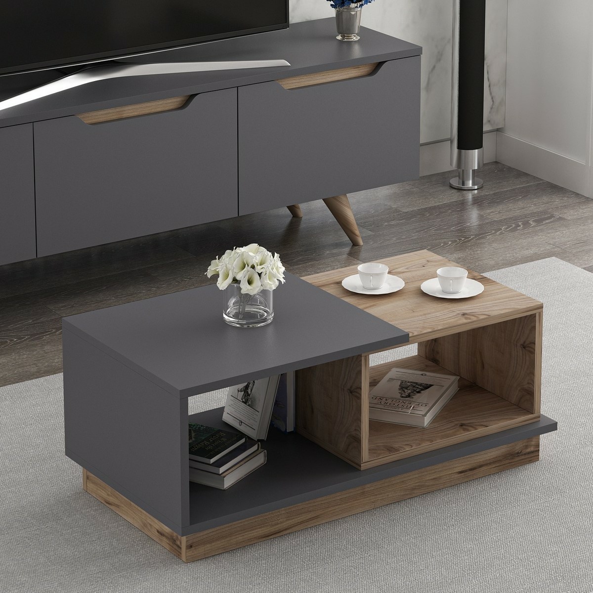Konferenčný stolík Concept Anthracite and Oak – Obrázok 3