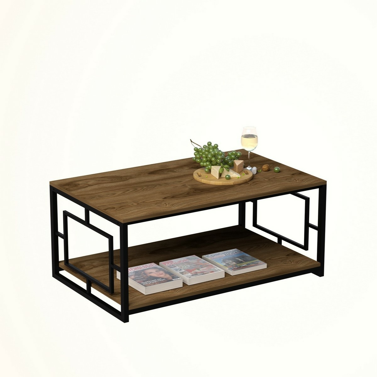 Konferenčný stolík Kelvin Black and Walnut – Obrázok 2