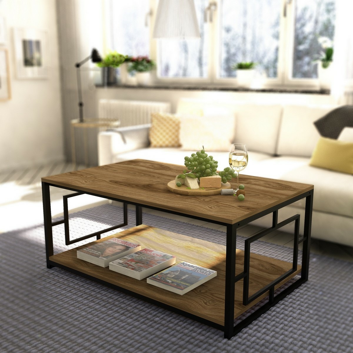 Konferenčný stolík Kelvin Black and Walnut – Obrázok 4