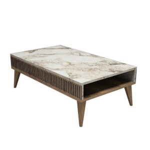 Konferenčný stolík Mila White Marble and Walnut