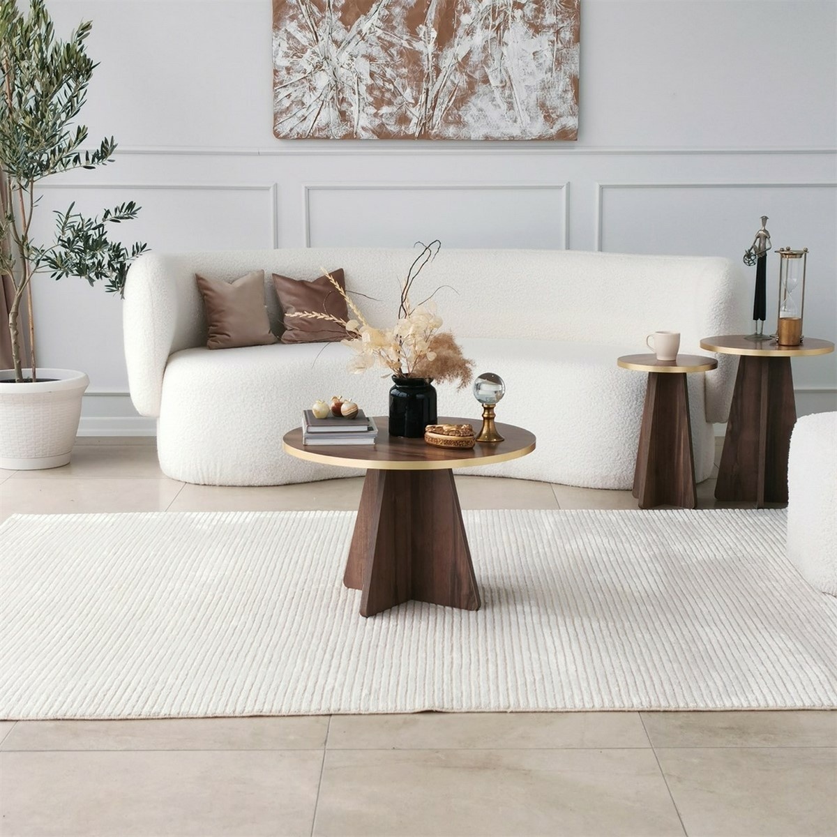 Konferenčný stolík Mushroom Gold and Walnut – Obrázok 3