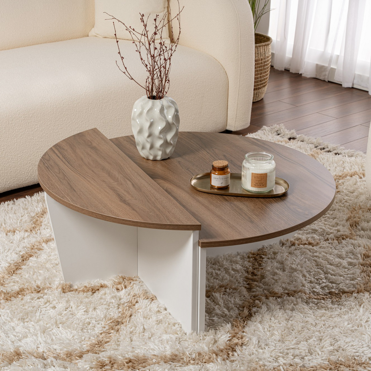 Konferenčný stolík Orion Walnut White – Obrázok 2