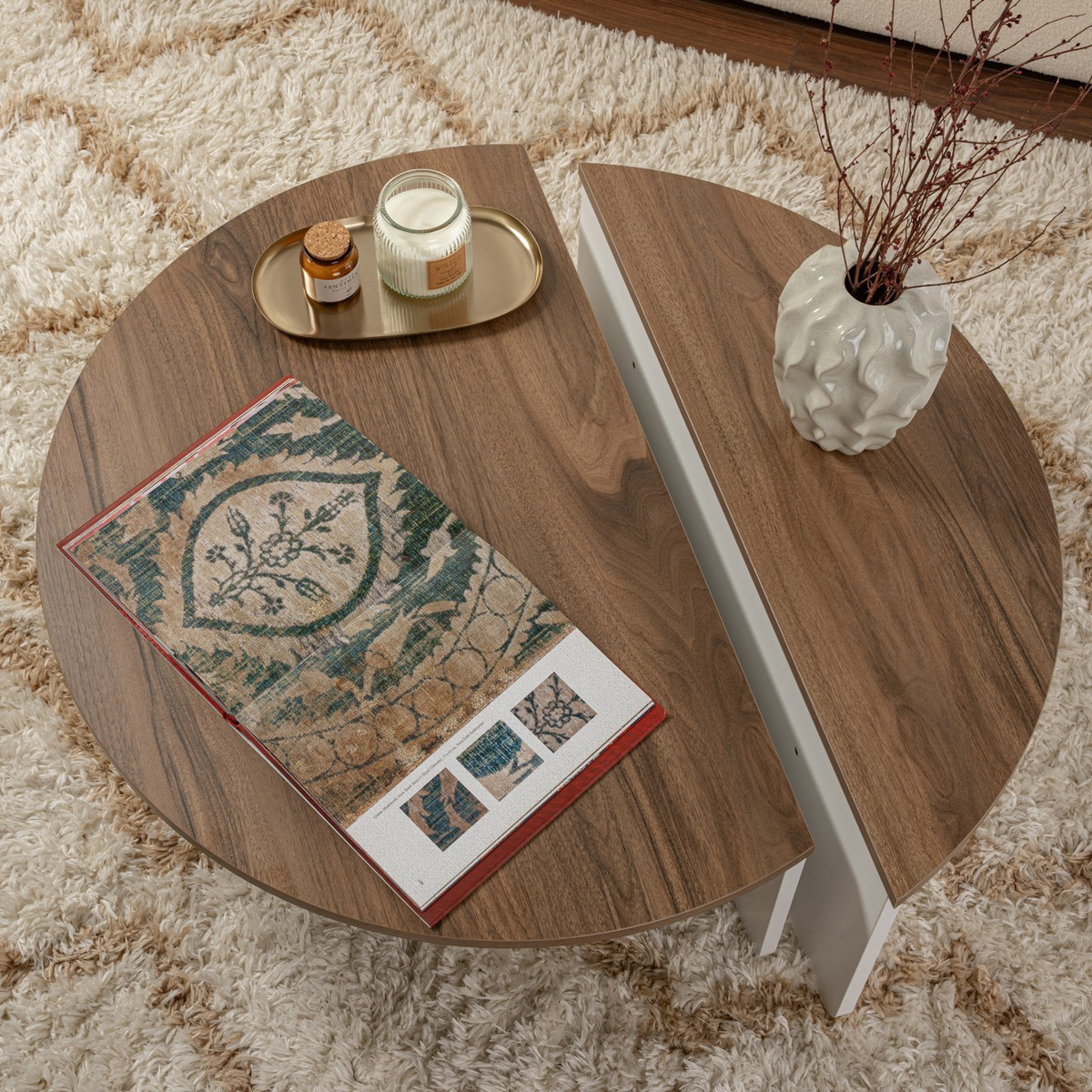 Konferenčný stolík Orion Walnut White – Obrázok 4