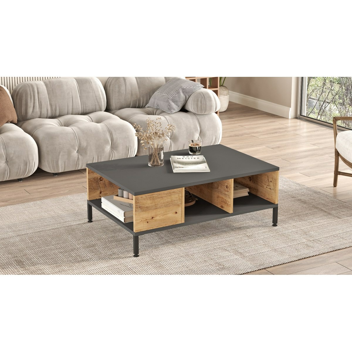 Konferenčný stolík Role Anthracite and Atlantic Pine – Obrázok 3