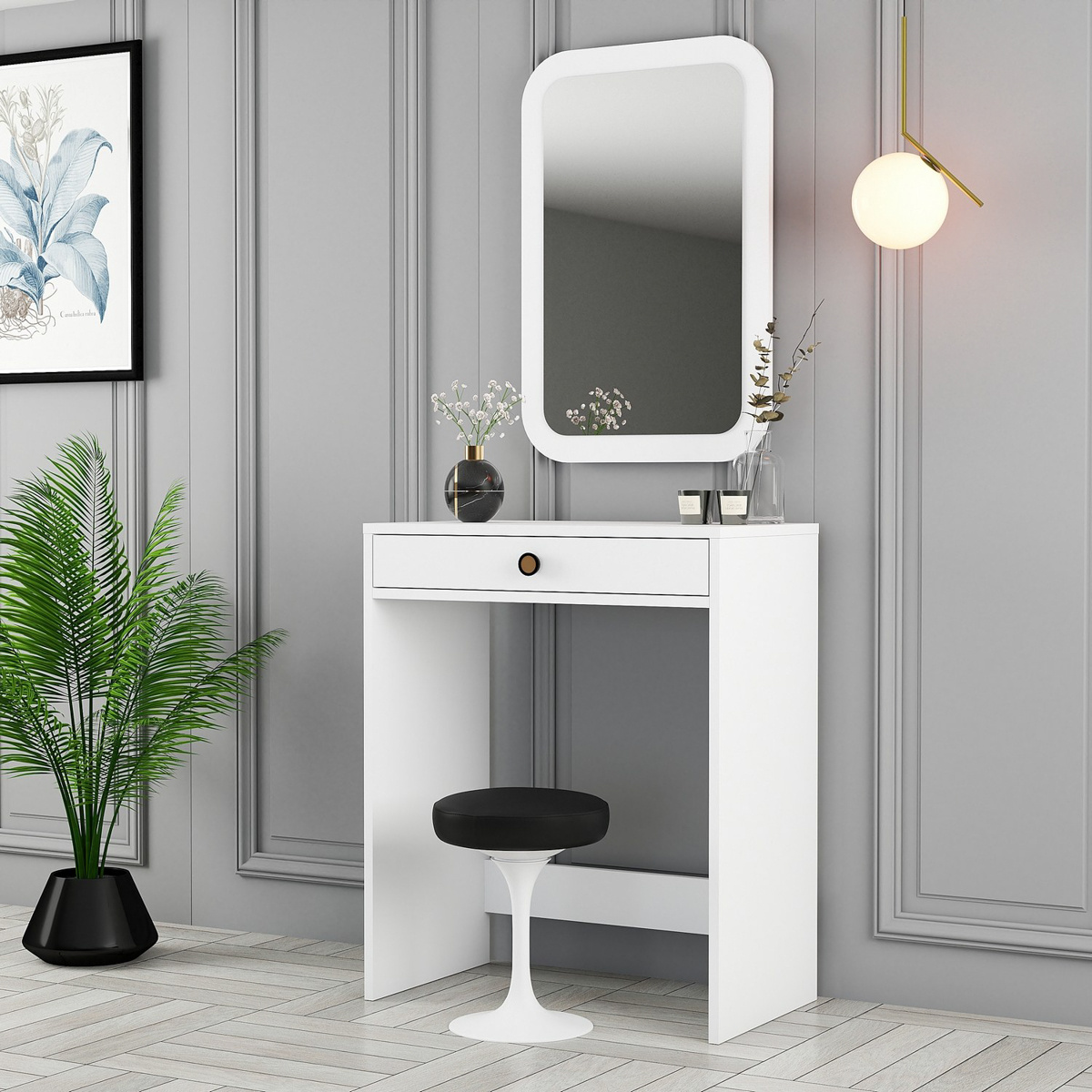 Kozmetický stolík Lizbon Mirror White – Obrázok 2