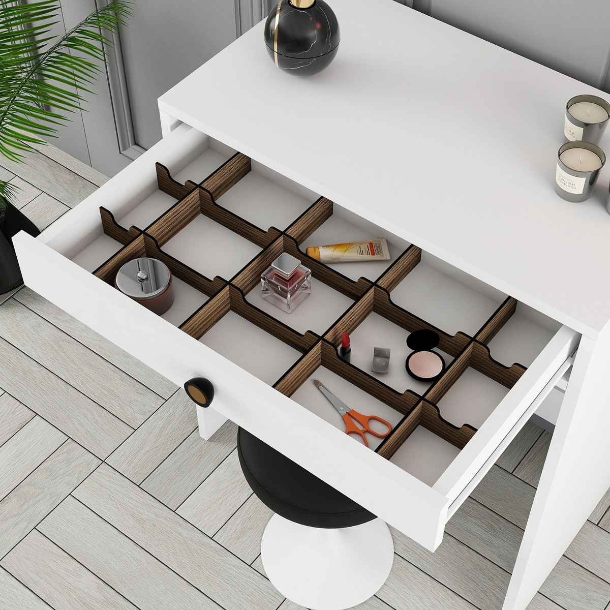 Kozmetický stolík Lizbon Mirror White – Obrázok 4