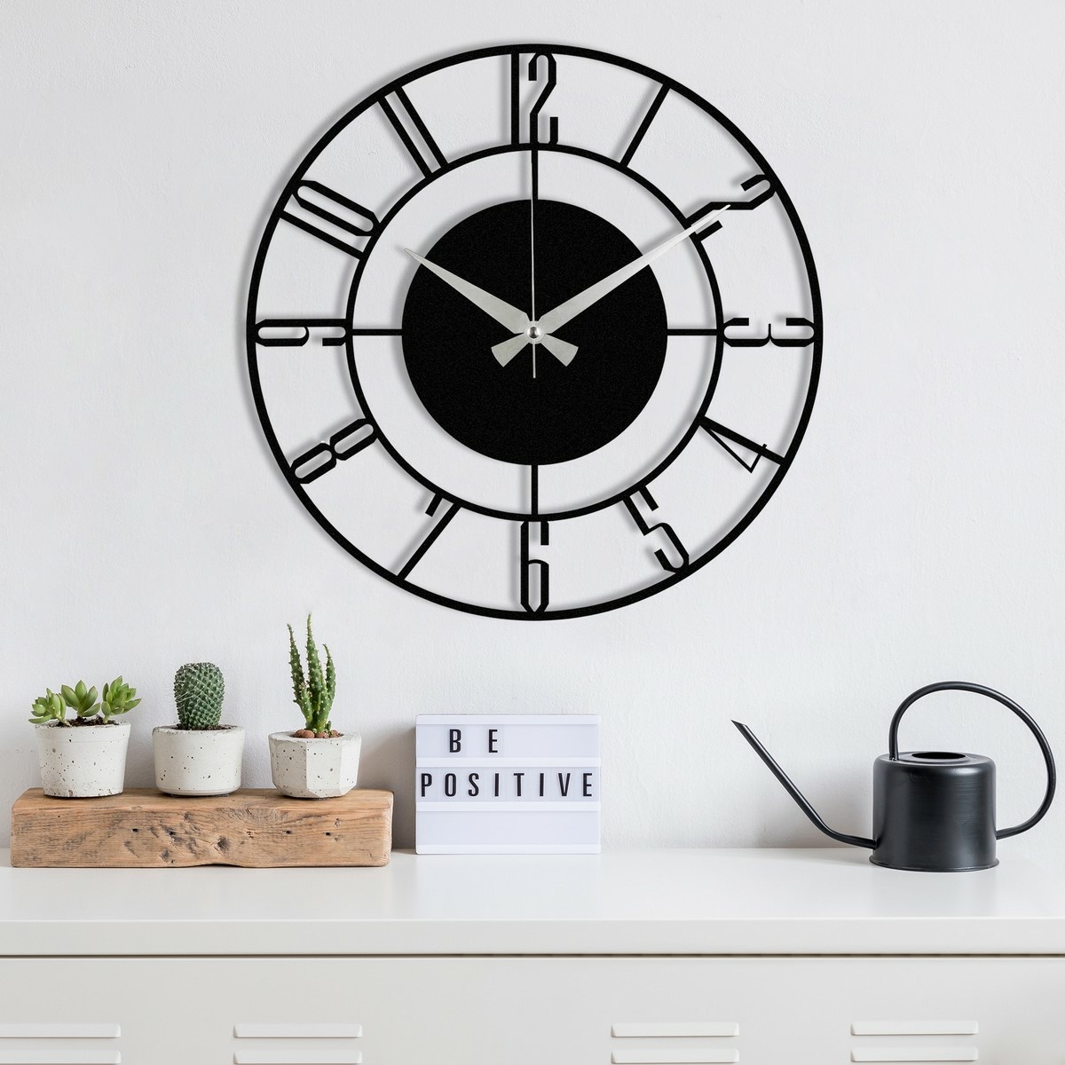 Nástenné hodiny Rome S011 Black , 48 x 48 cm – Obrázok 3