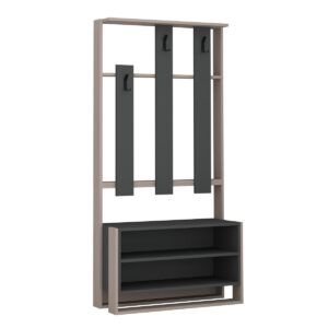 Nástenný vešiak s botníkom Chester Light Mocha and Anthracite