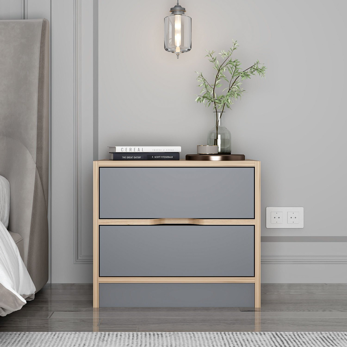 Nočný stolík Elina Walnut Anthracite – Obrázok 6