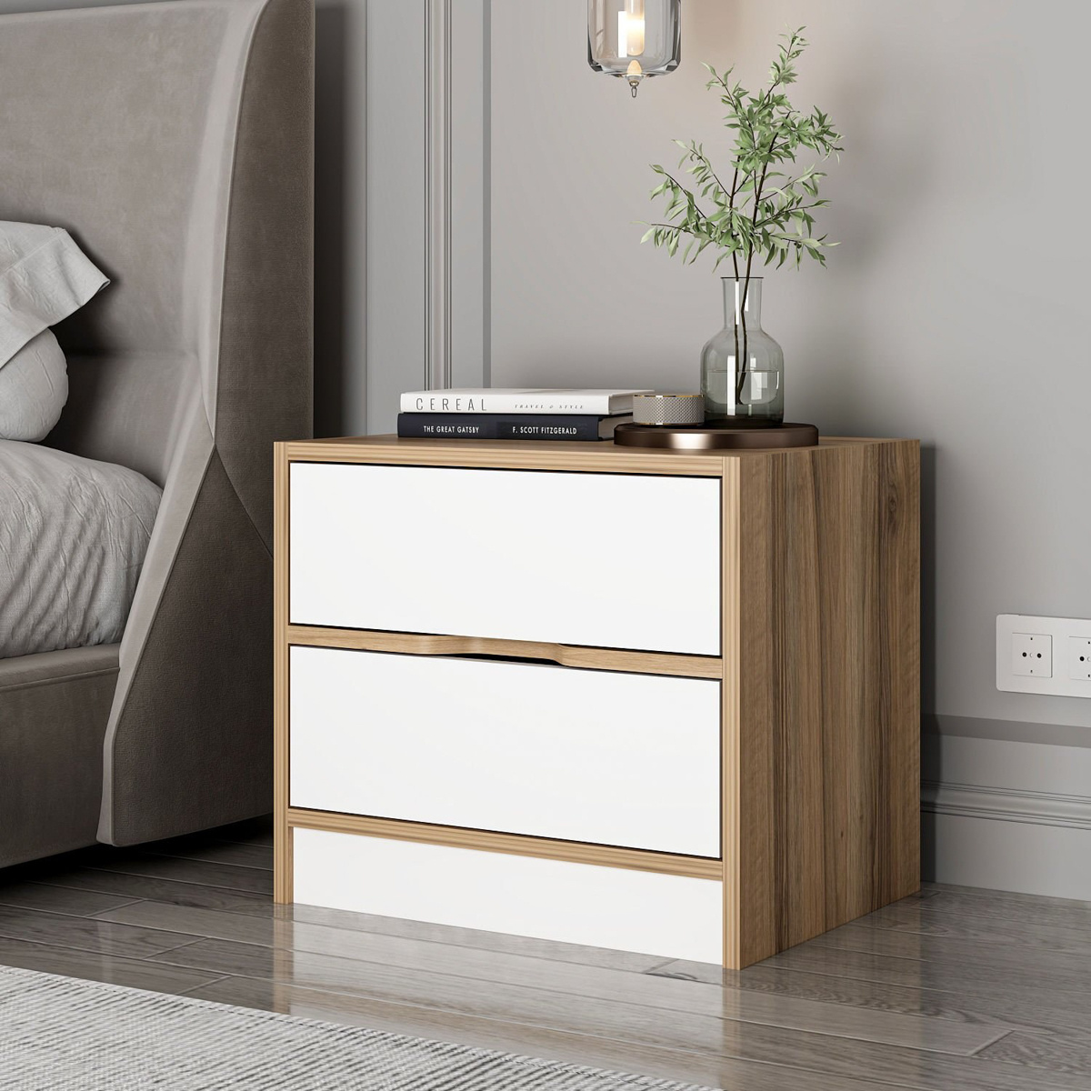 Nočný stolík Elina Walnut White – Obrázok 4