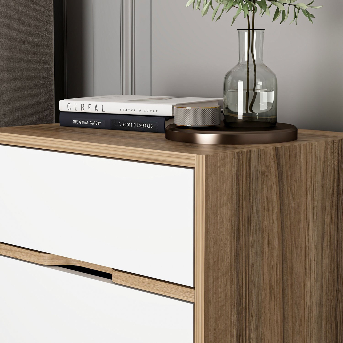 Nočný stolík Elina Walnut White – Obrázok 5
