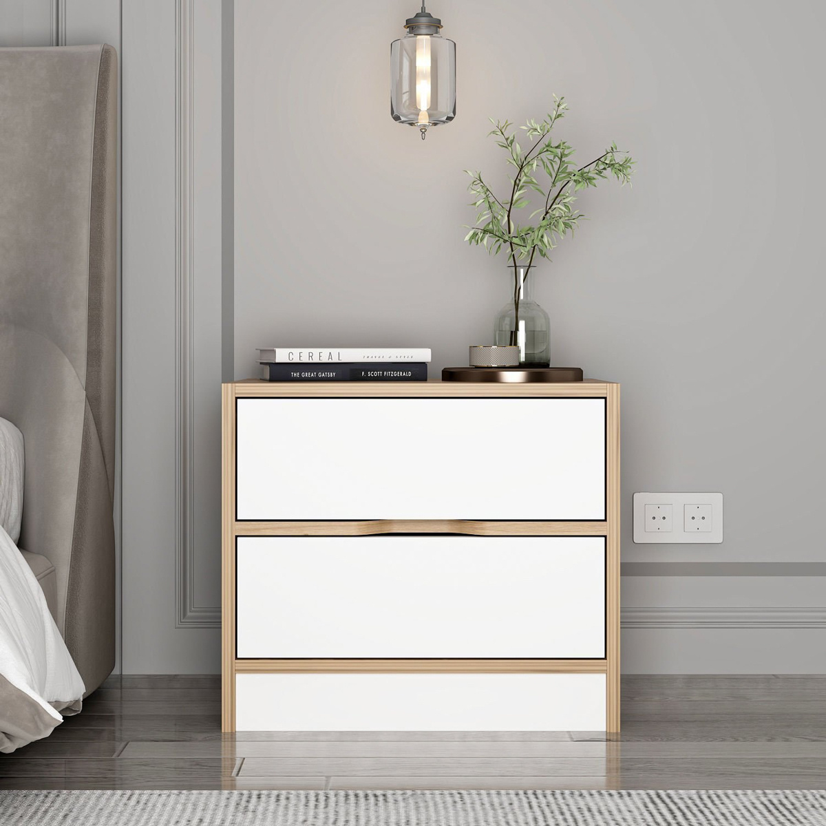 Nočný stolík Elina Walnut White – Obrázok 6