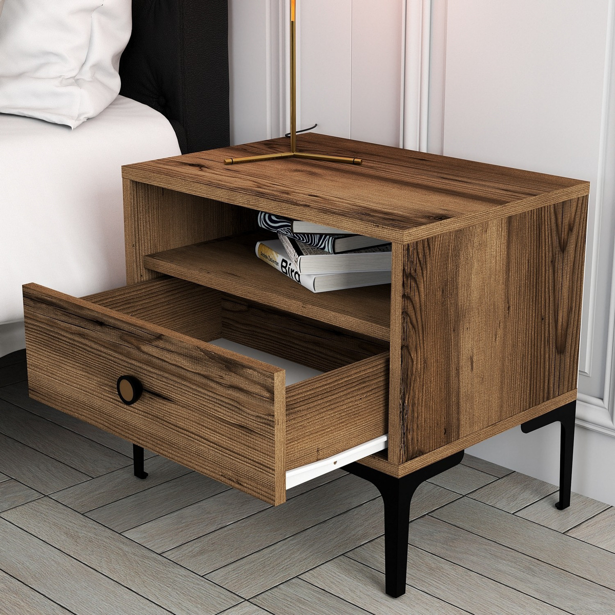 Nočný stolík Lizbon Walnut – Obrázok 2