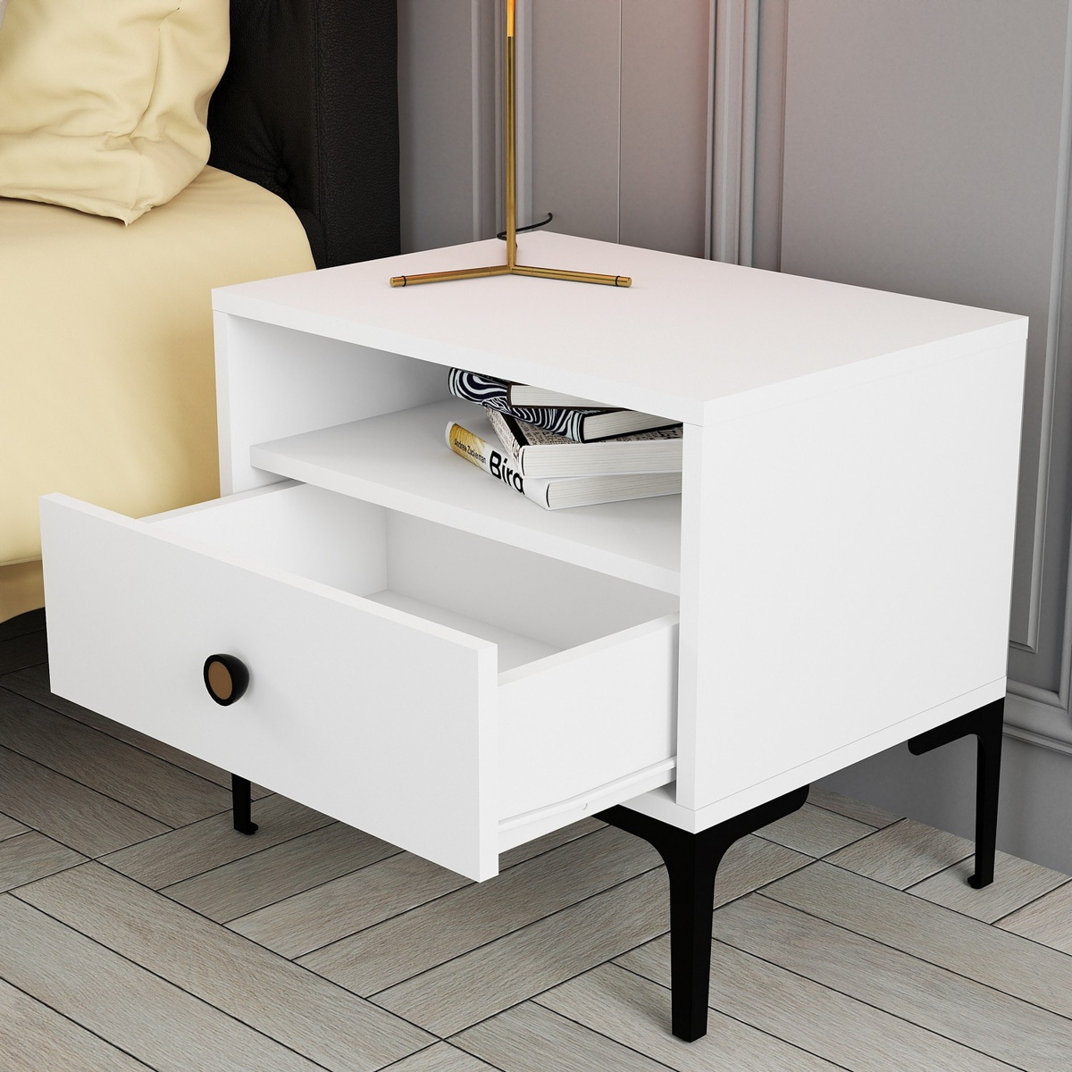 Nočný stolík Lizbon White – Obrázok 2