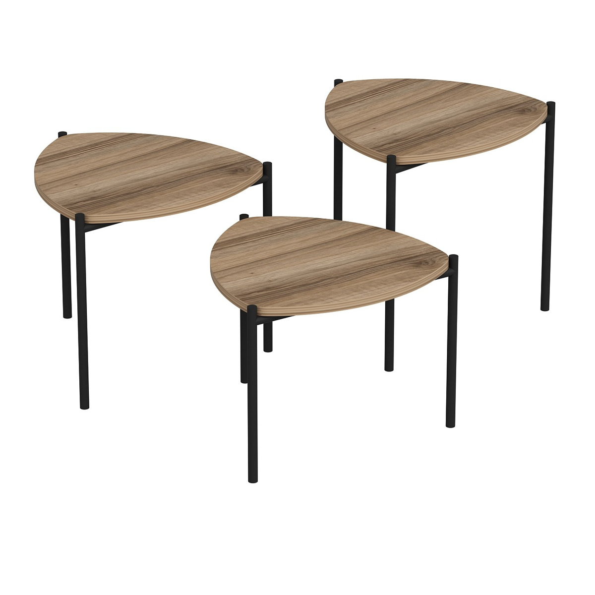 Odkladací stolík Lenny Walnut, 3 ks – Obrázok 2