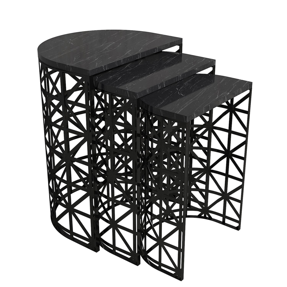 Odkladací stolík Stil Black Marble, 3 ks