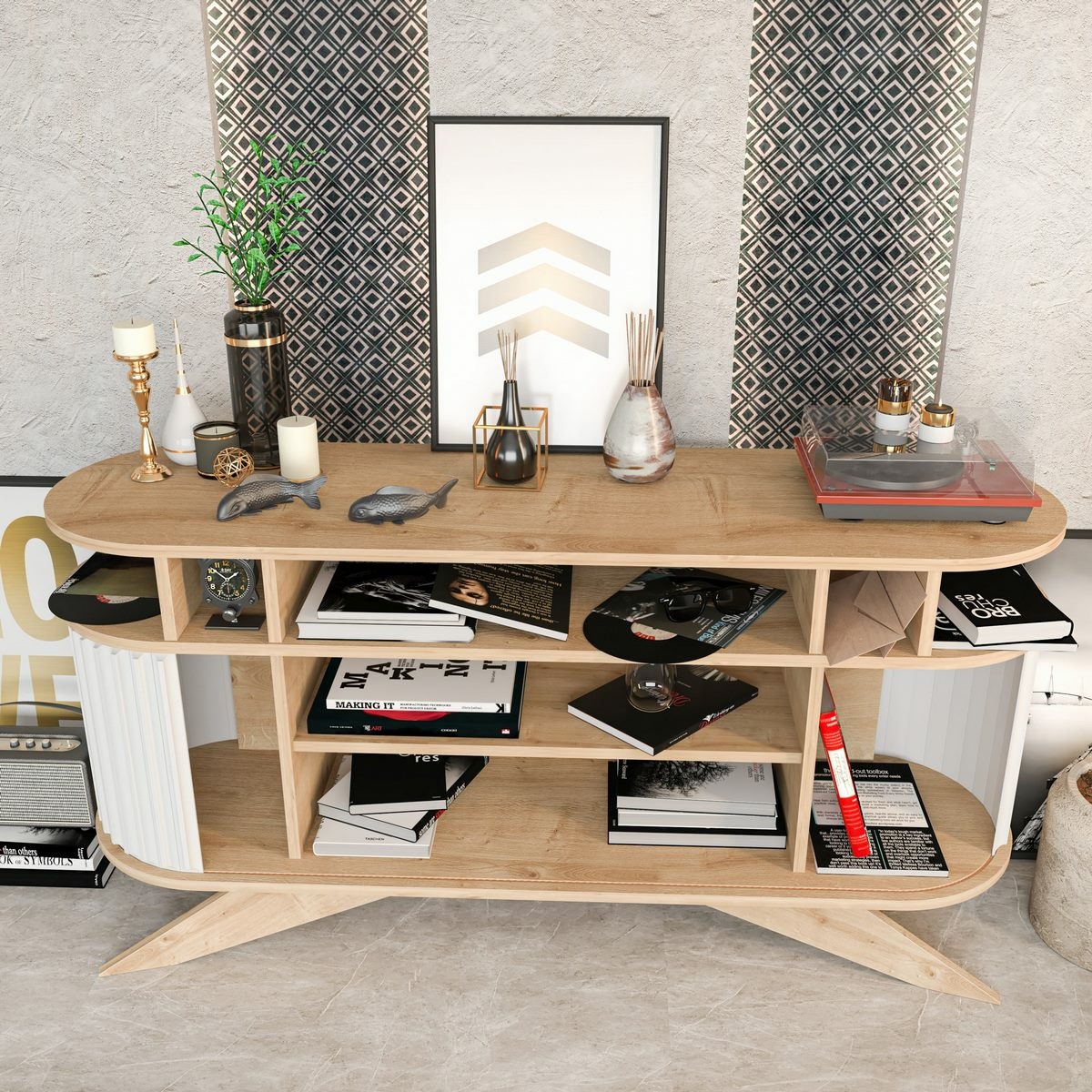 Odkladací stolík Stor Oak and White – Obrázok 3