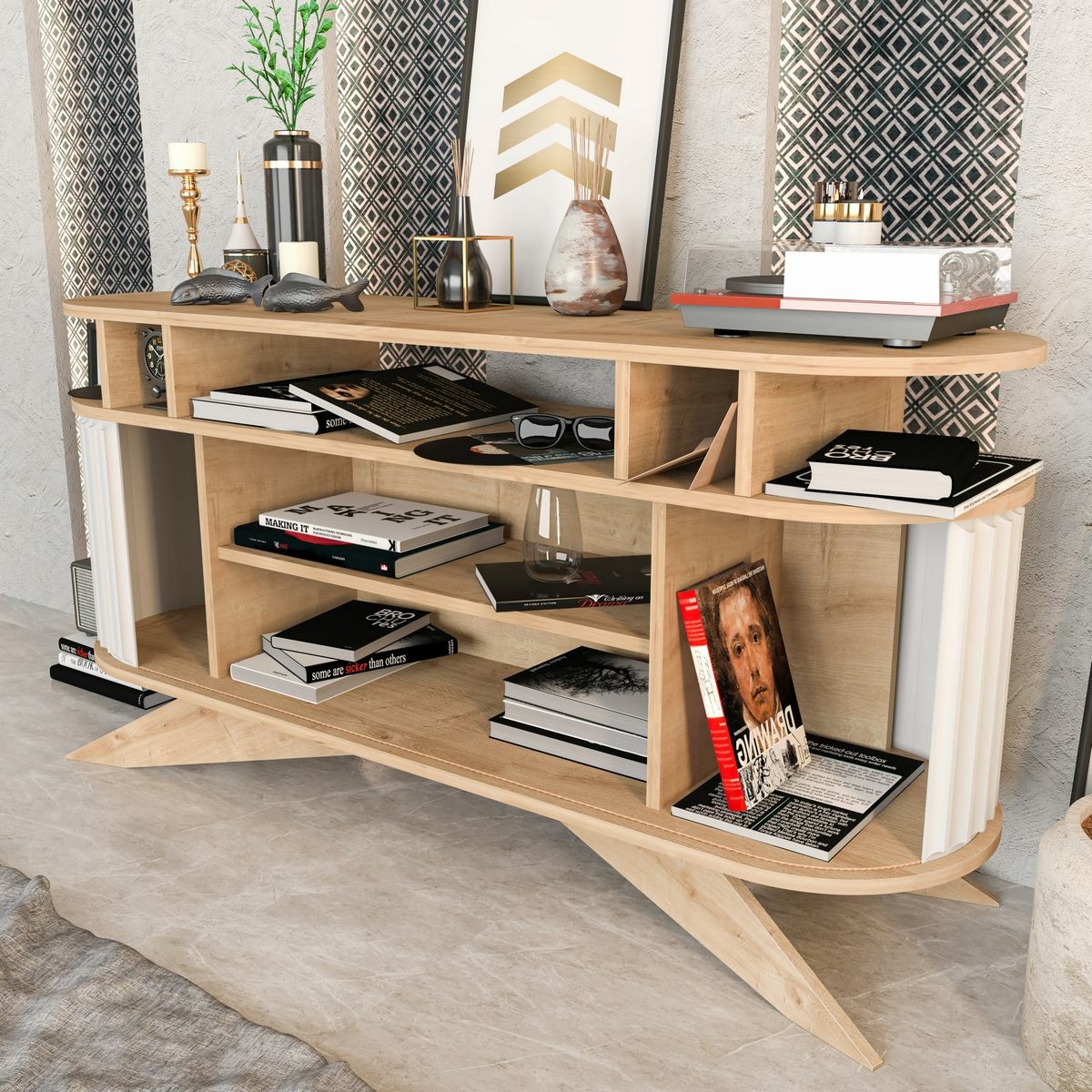 Odkladací stolík Stor Oak and White – Obrázok 5