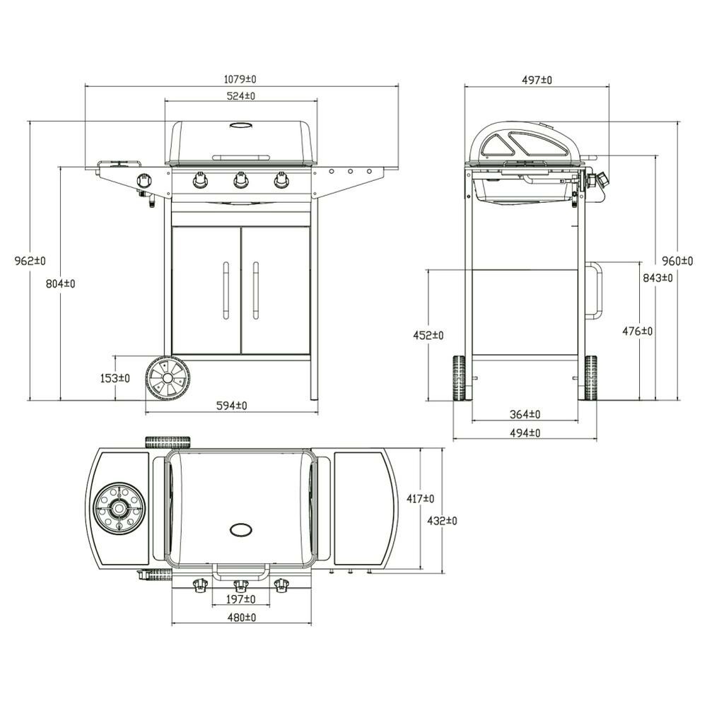Plynový gril Avenberg s bočným horákom Boston,107,9 x 49,7 x 96,2 cm – Obrázok 6