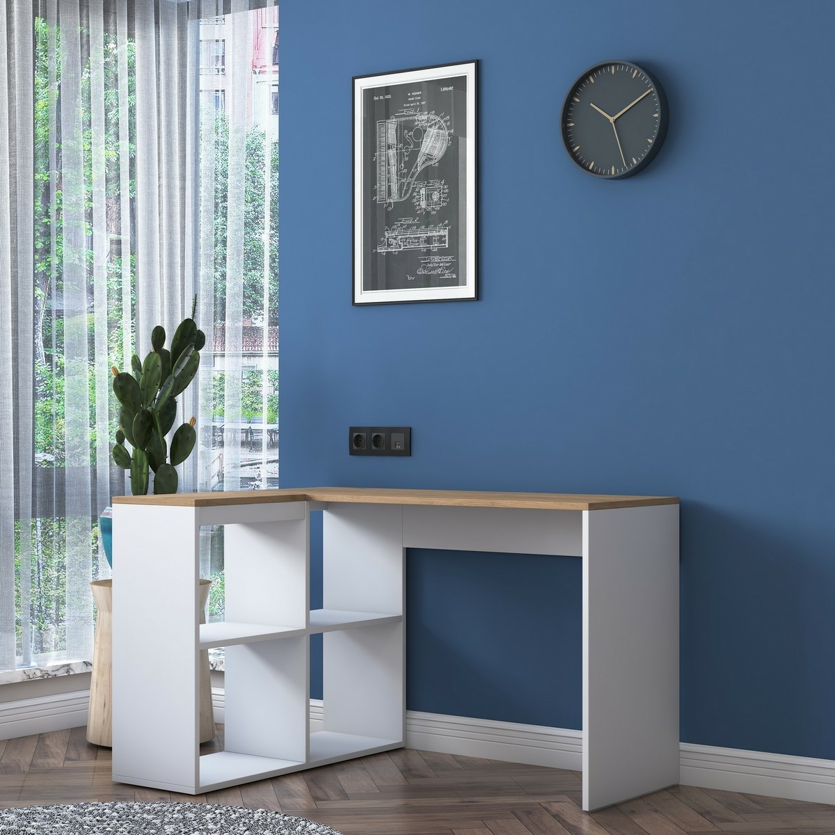 Pracovný stôl Haril Oak and White – Obrázok 3