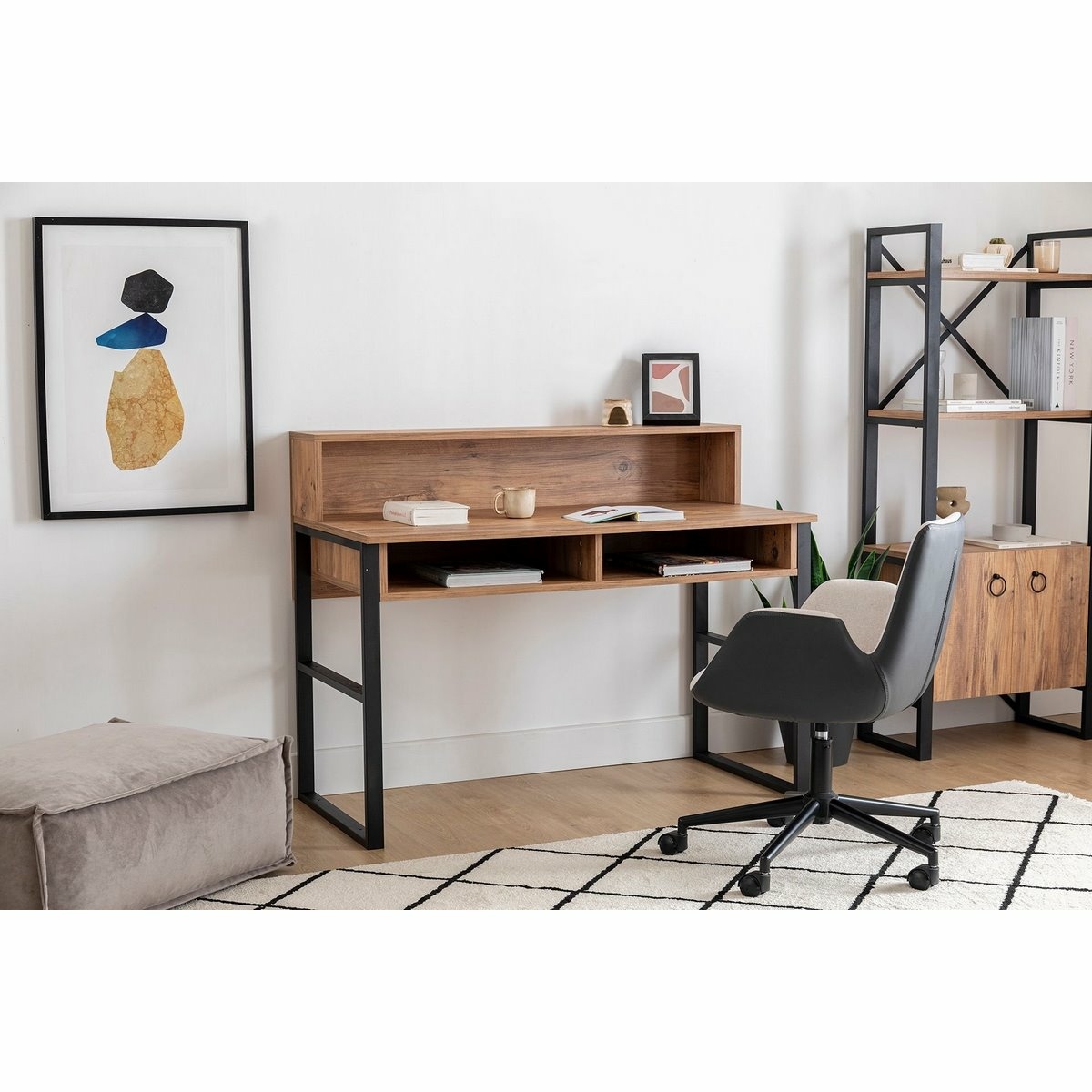 Pracovný stôl Kemo Walnut and Black – Obrázok 2