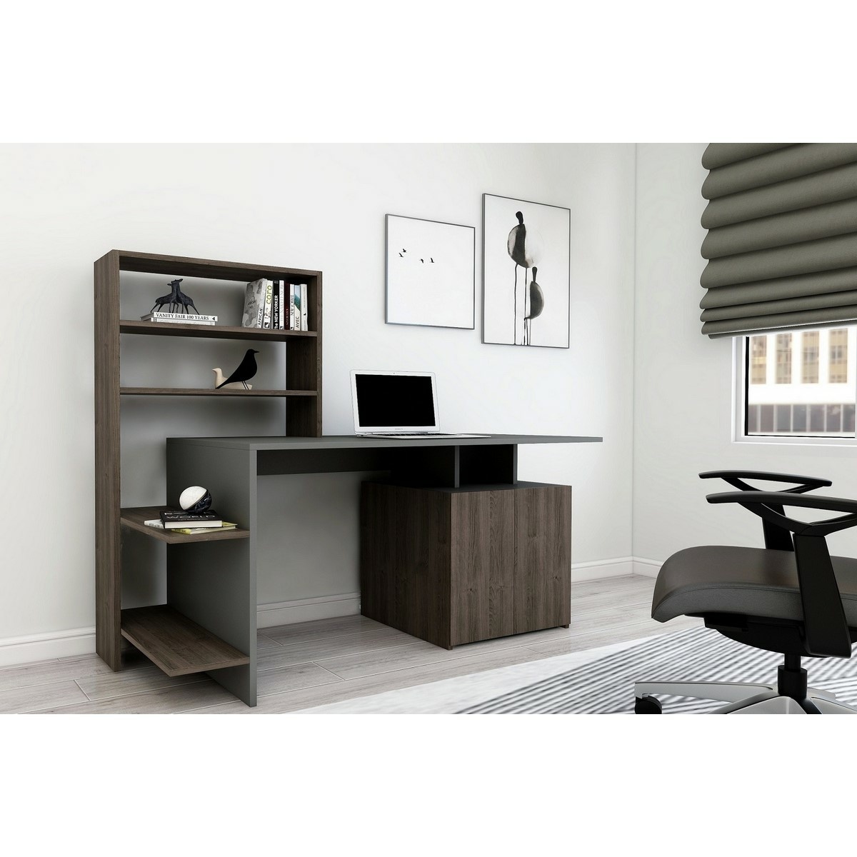 Pracovný stôl Melis Walnut and Anthracite