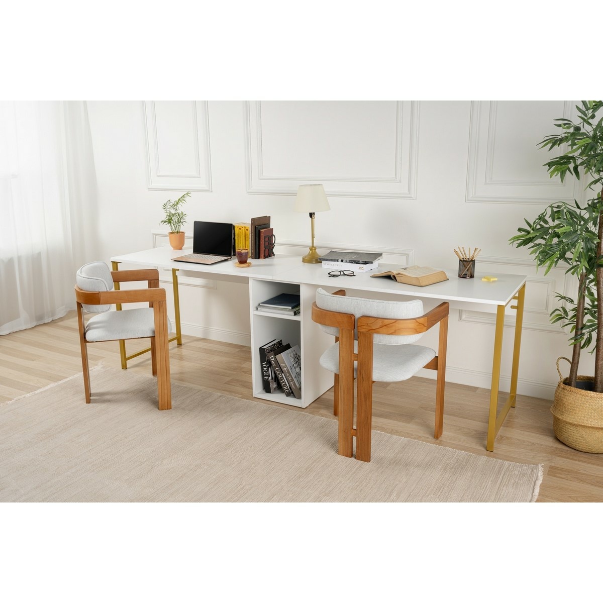 Pracovný stôl Twin White and Gold – Obrázok 6