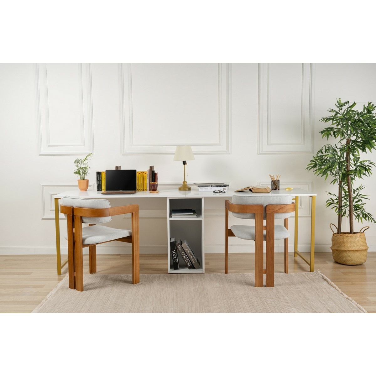 Pracovný stôl Twin White and Gold – Obrázok 7