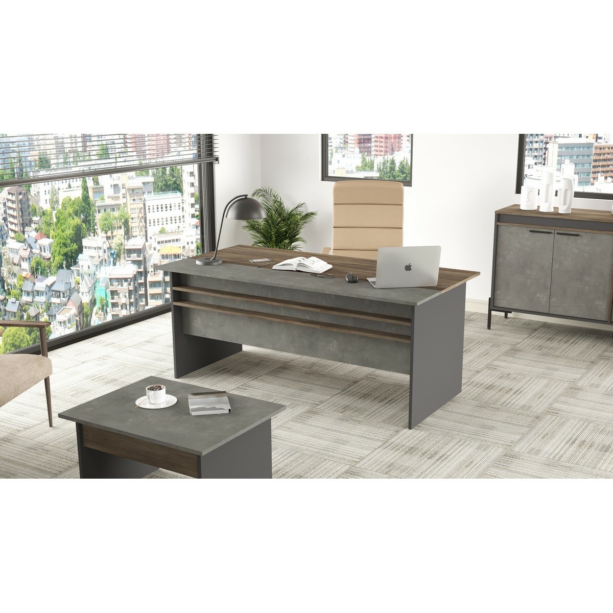 Pracovný stôl Velma Grey and Brown – Obrázok 3