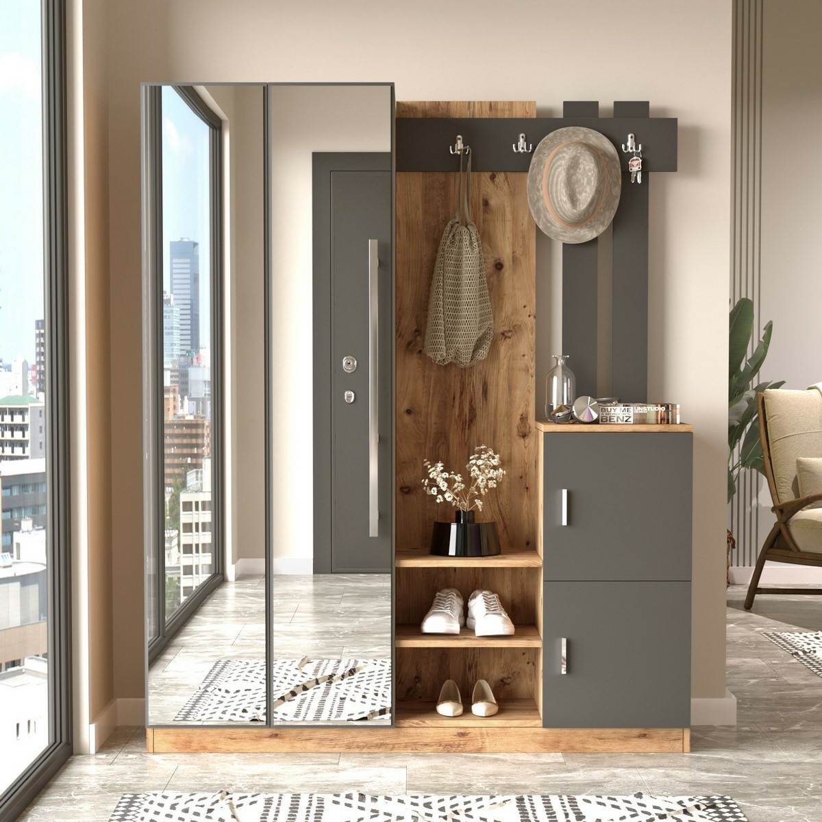 Predsieňová zostava Dany Atlantic Pine and Anthracite – Obrázok 2