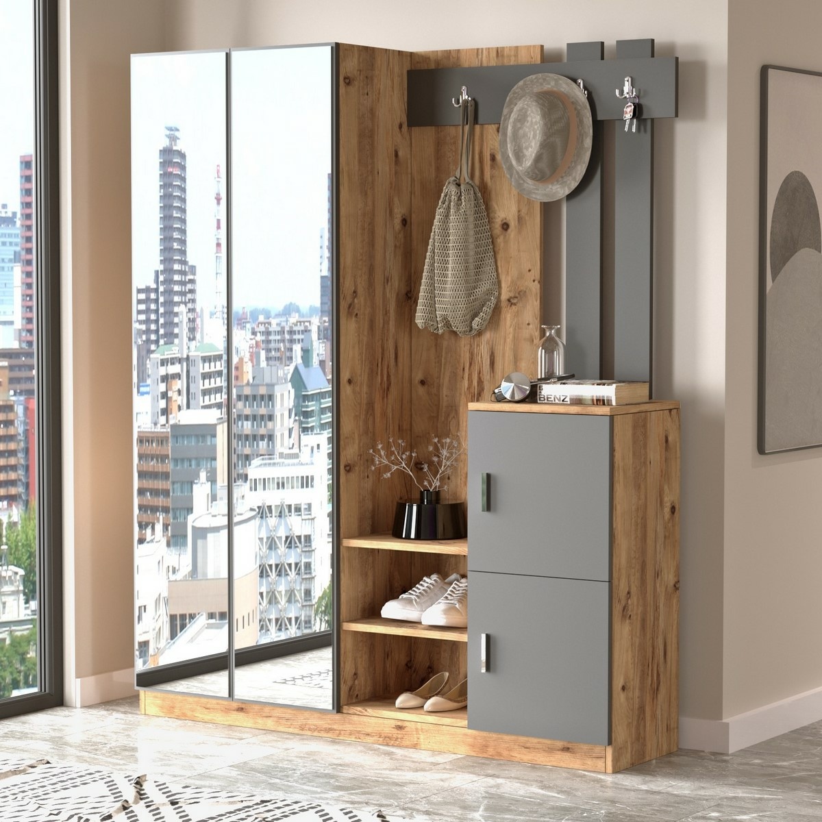 Predsieňová zostava Dany Atlantic Pine and Anthracite – Obrázok 3