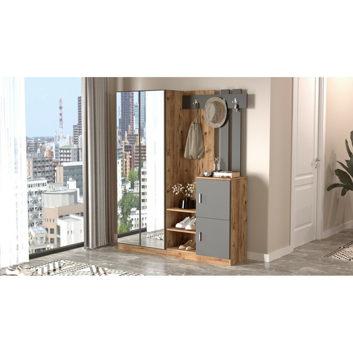 Predsieňová zostava Dany Atlantic Pine and Anthracite – Obrázok 4
