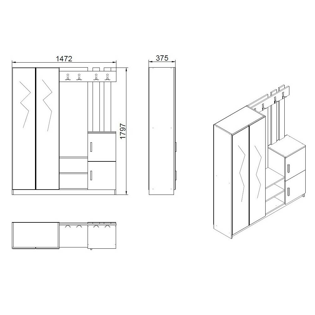 Predsieňová zostava Dany Atlantic Pine and Anthracite – Obrázok 5