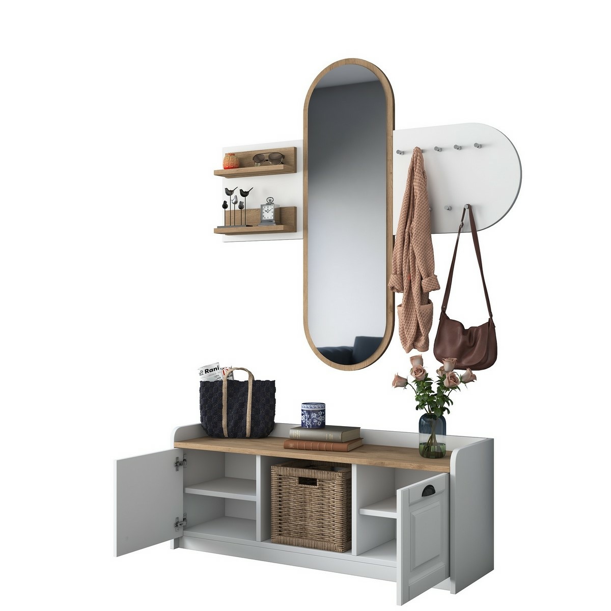Predsieňová zostava Ema White and Walnut – Obrázok 2